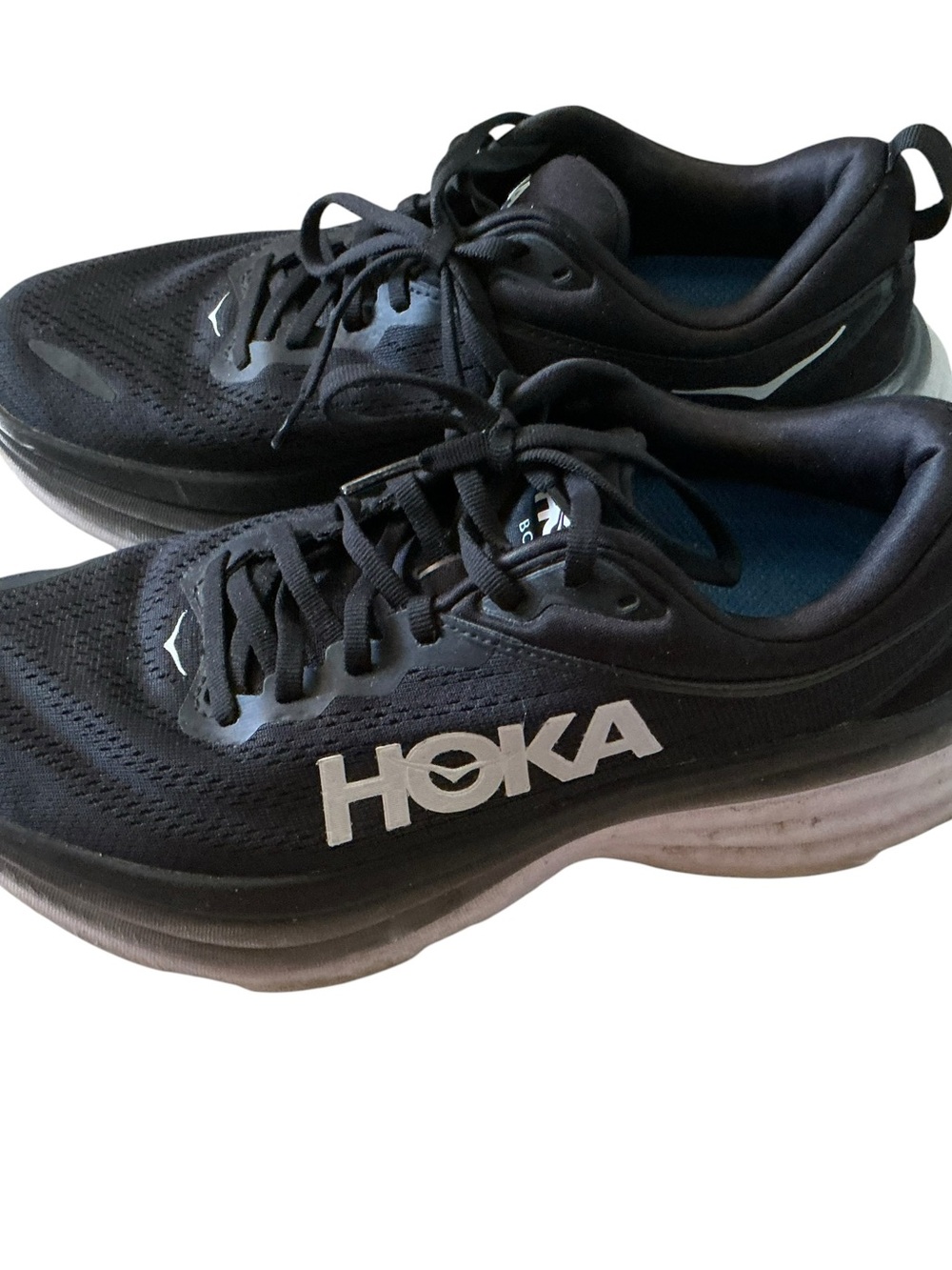 Hoka one Bondi 8 women’s running shoes size 9 black and white
